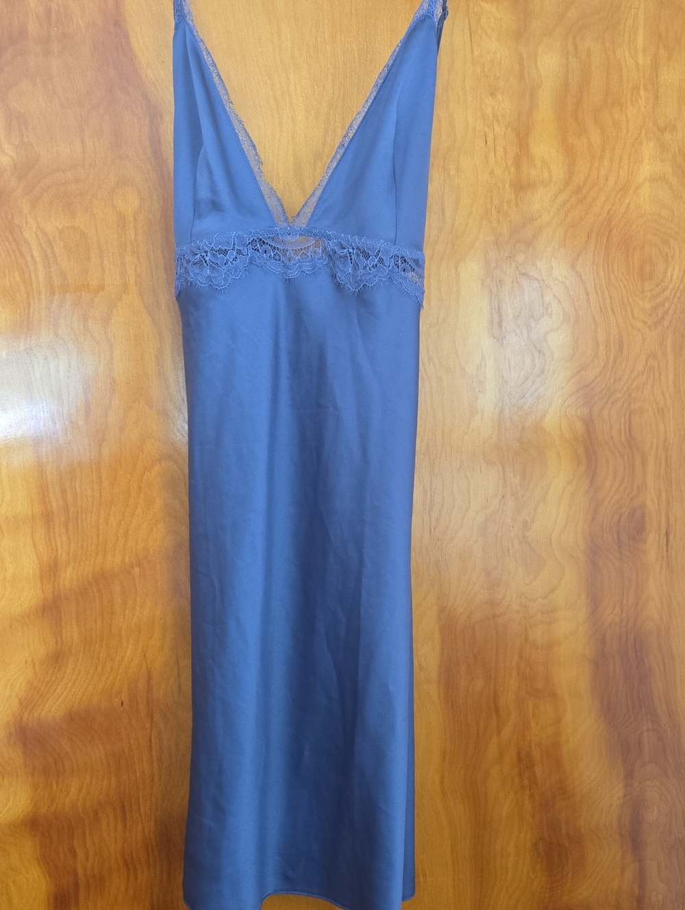 Victoria's Secret LARGE Blue Lace-Trim Slip With White MEDIUM Lacey Underwear